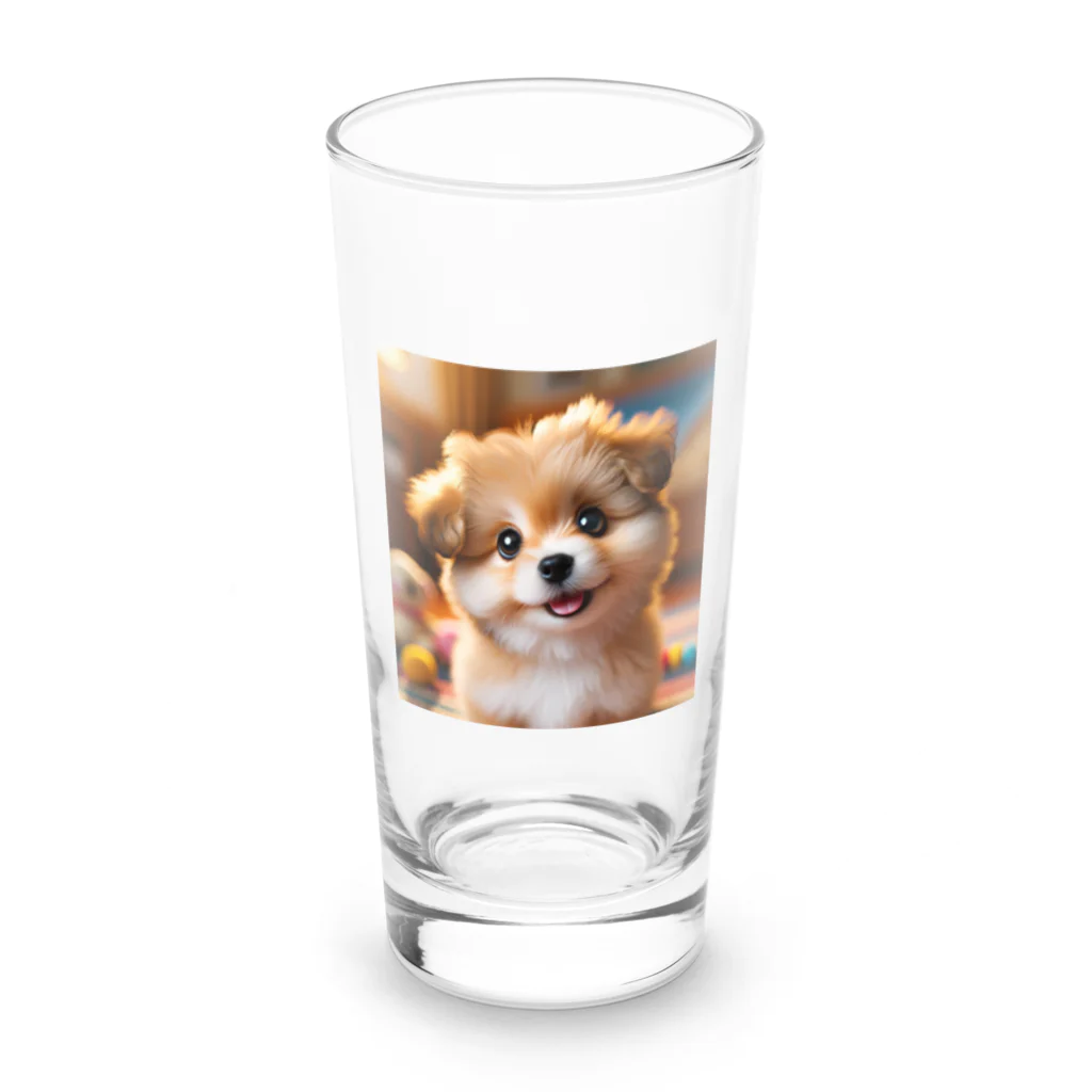 nick613の愛らしい小型犬が微笑みながらカメラに向かっている Long Sized Water Glass :front