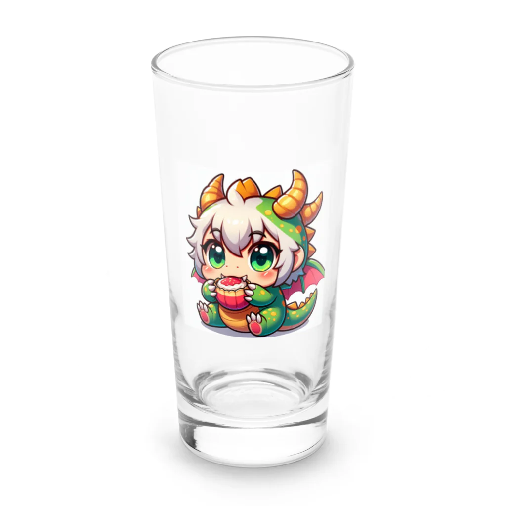 可愛らしいドラゴンのイラストグッズ店のかわいいドラゴンキャラ with a playful twist!  Long Sized Water Glass :front