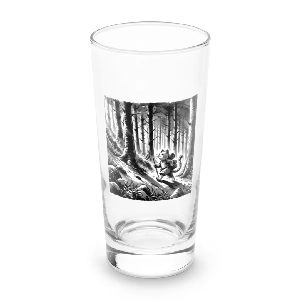 Aoyanicの水墨猫登山 Long Sized Water Glass :front