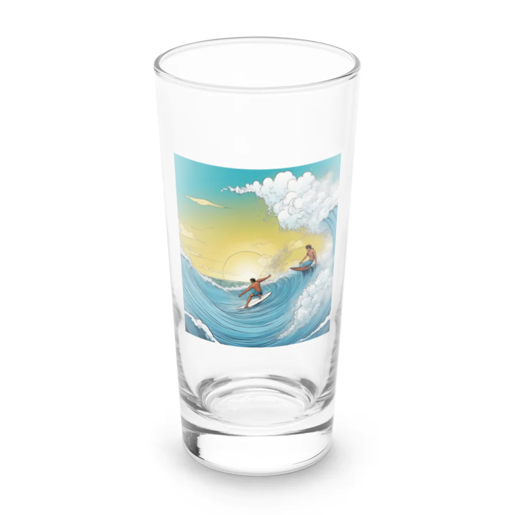 どうぶつやのハワイ　サーフィン Long Sized Water Glass :front