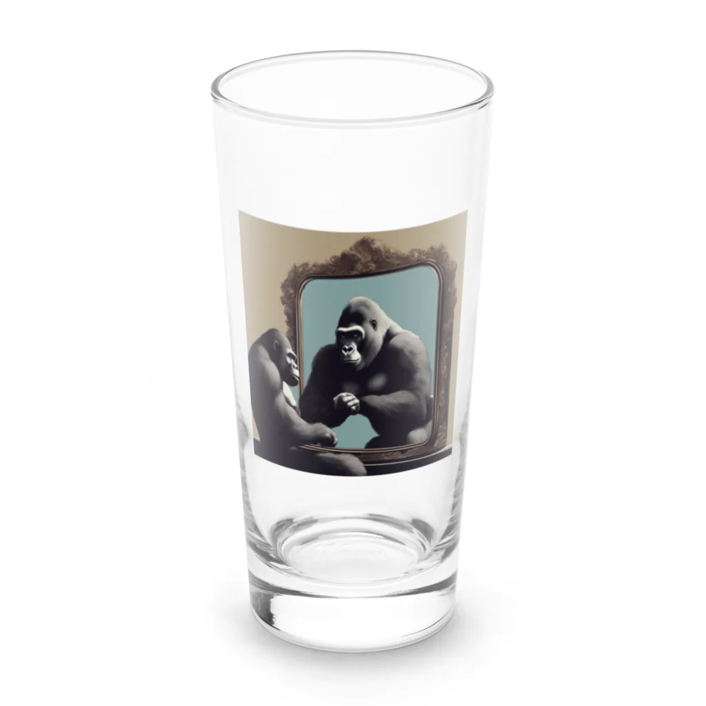 studioCHARGEの鏡に映るゴリラ Long Sized Water Glass :front