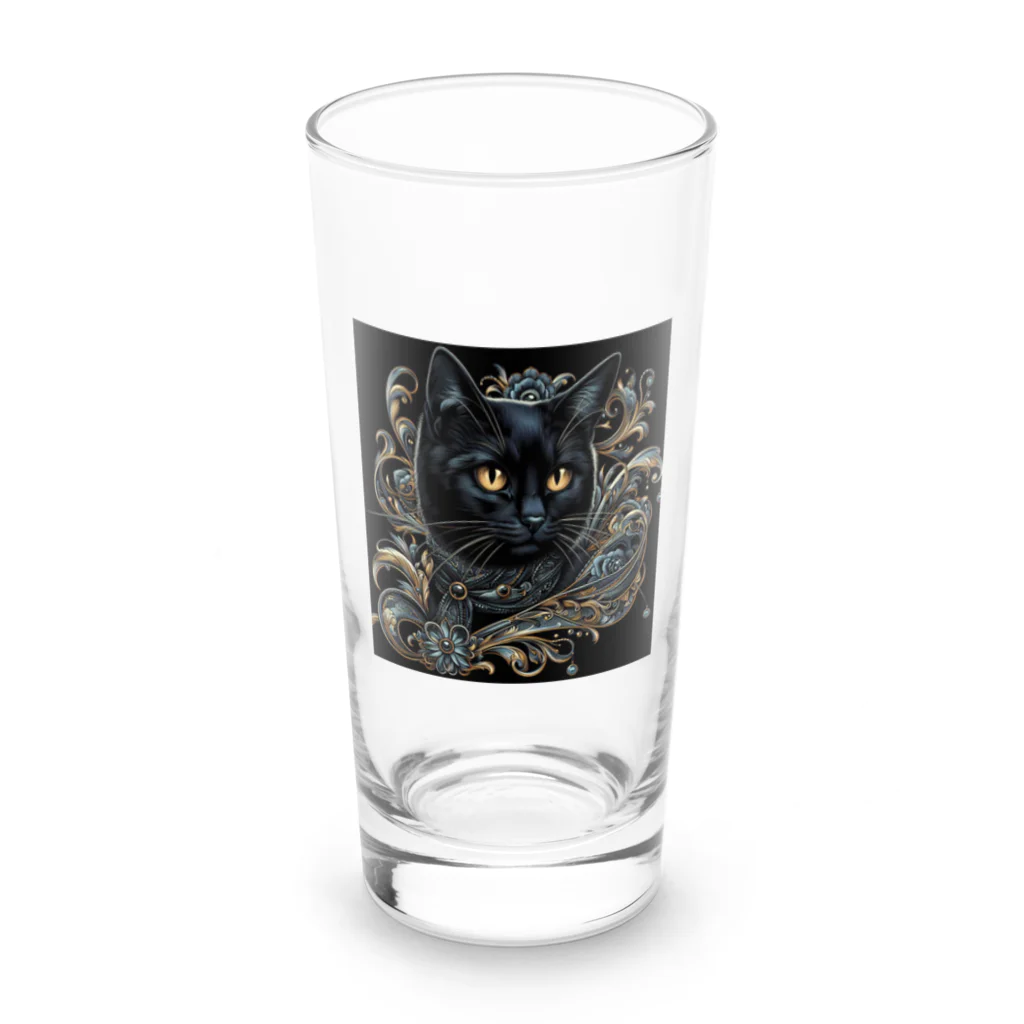 blacktomatoのオシャレな黒猫 Long Sized Water Glass :front