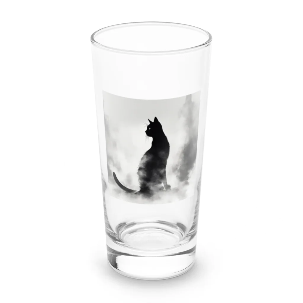 mamachanxxxの謎めいたモノクロねこ Long Sized Water Glass :front