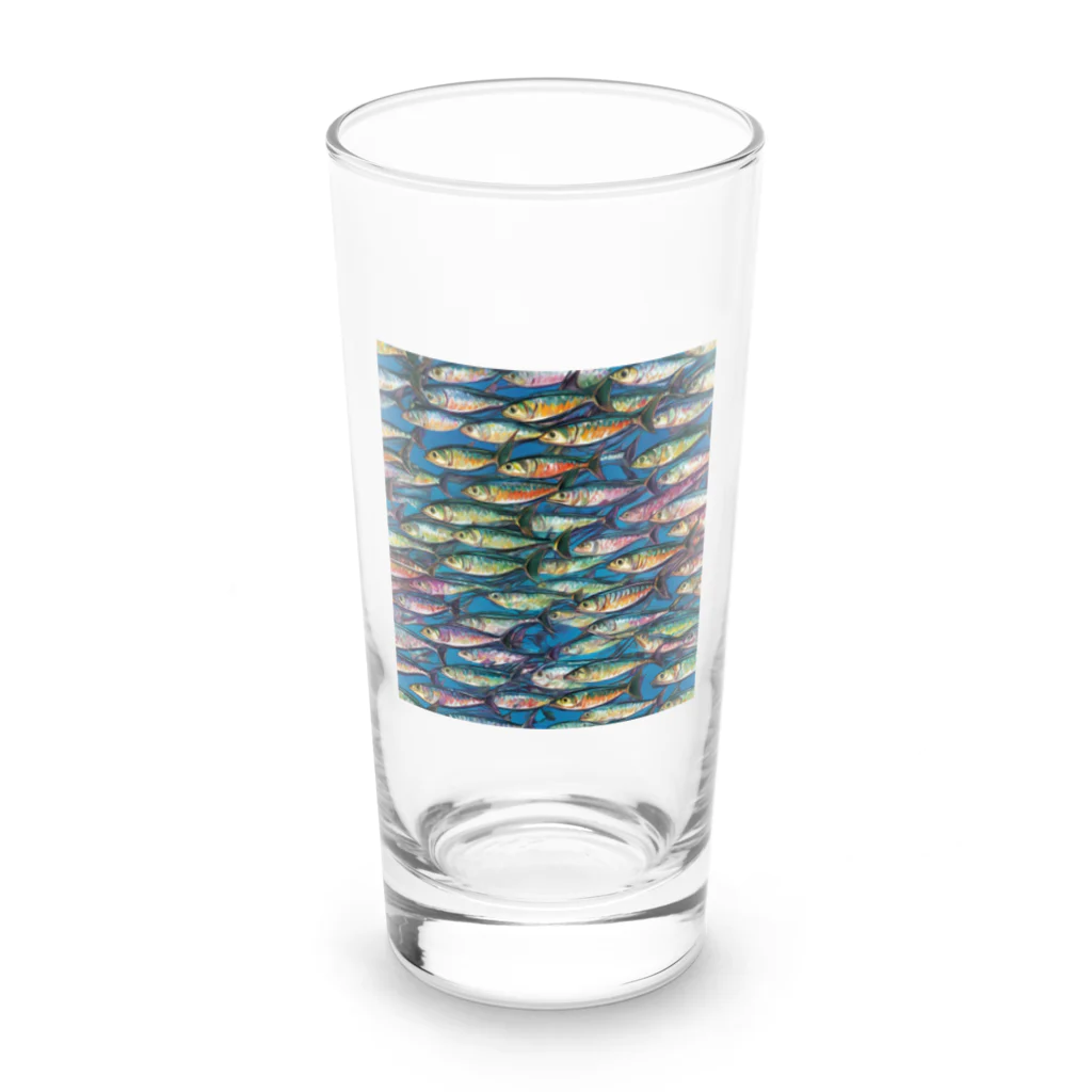 たまねぎの泳ぐ鯖の大群が一斉に姿を現しています。 Long Sized Water Glass :front