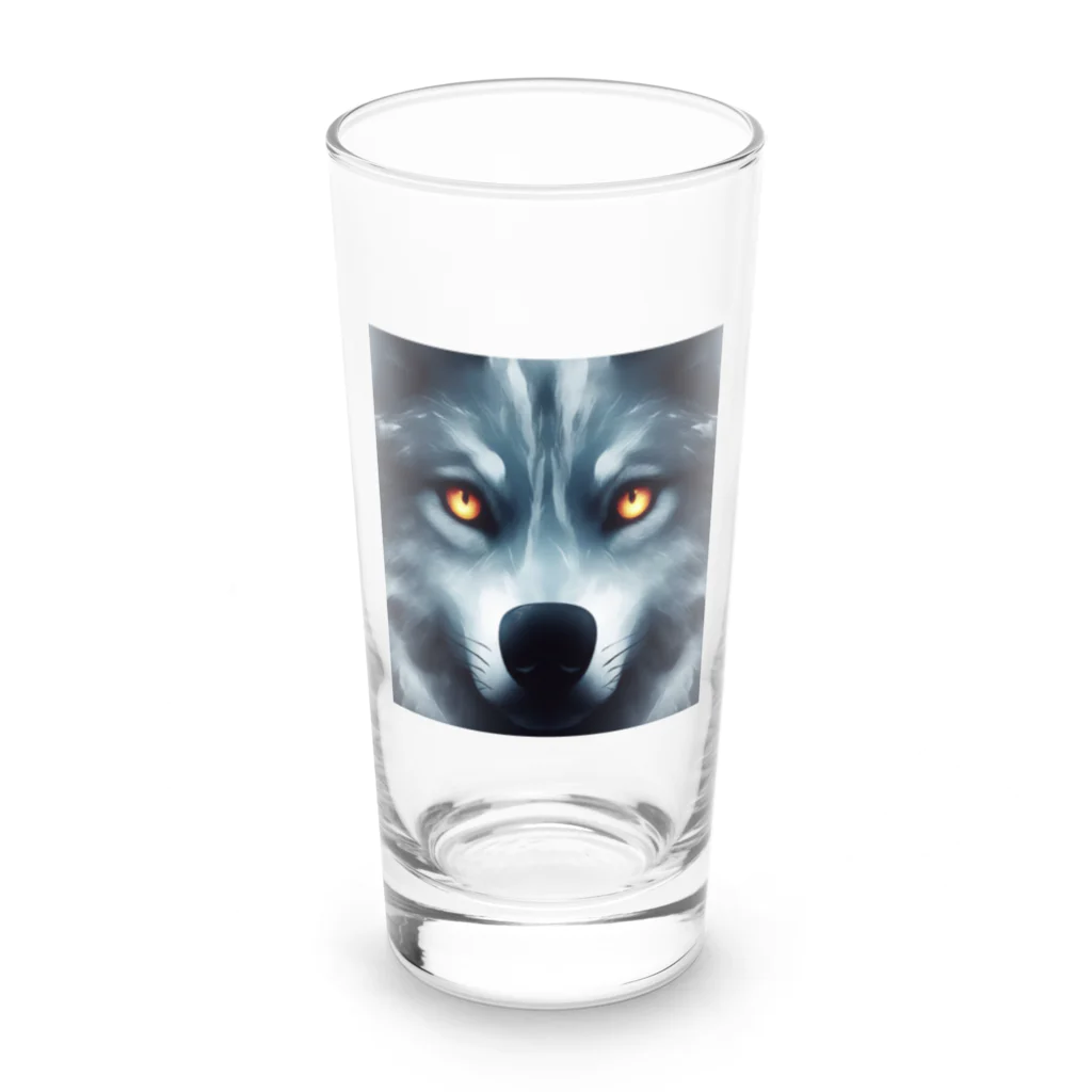 狼ショップの狼の視線、闇の中に Long Sized Water Glass :front
