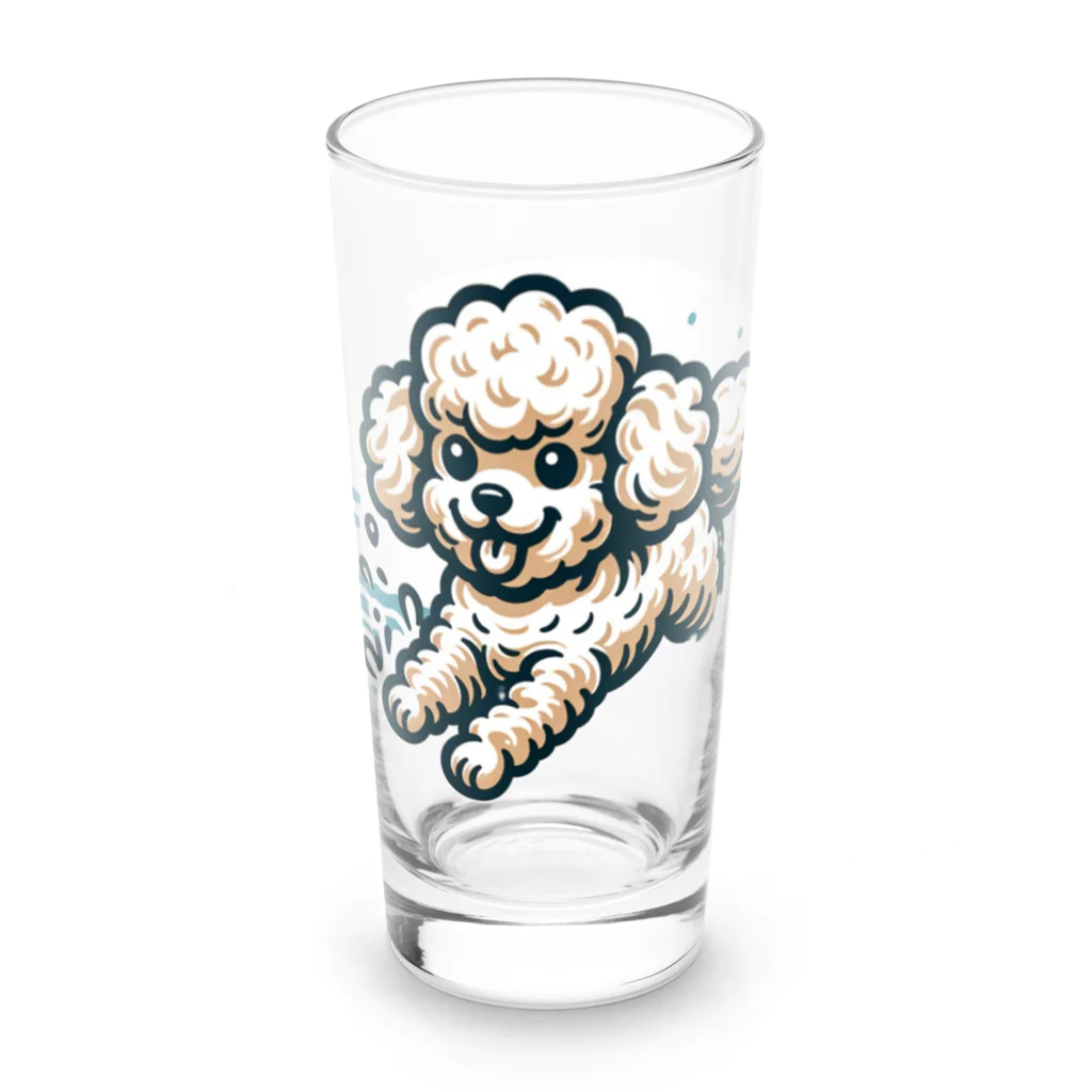 Tokyo_Doodleのもふもふアプリコット　トイプードル　みずあそび Long Sized Water Glass :front