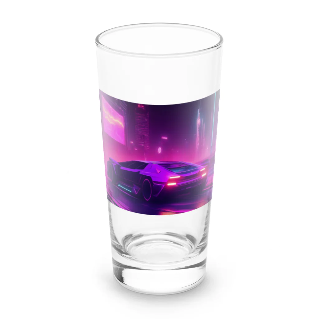 shell_hutの闇夜の中、主人公が追手から逃げるために猛スピードで運転している車 Long Sized Water Glass :front