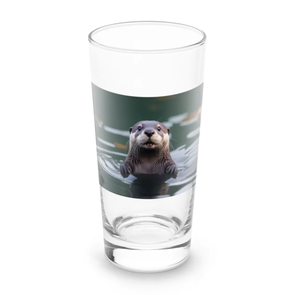 「動物ミリ屋」のカワウソのパーくん Long Sized Water Glass :front