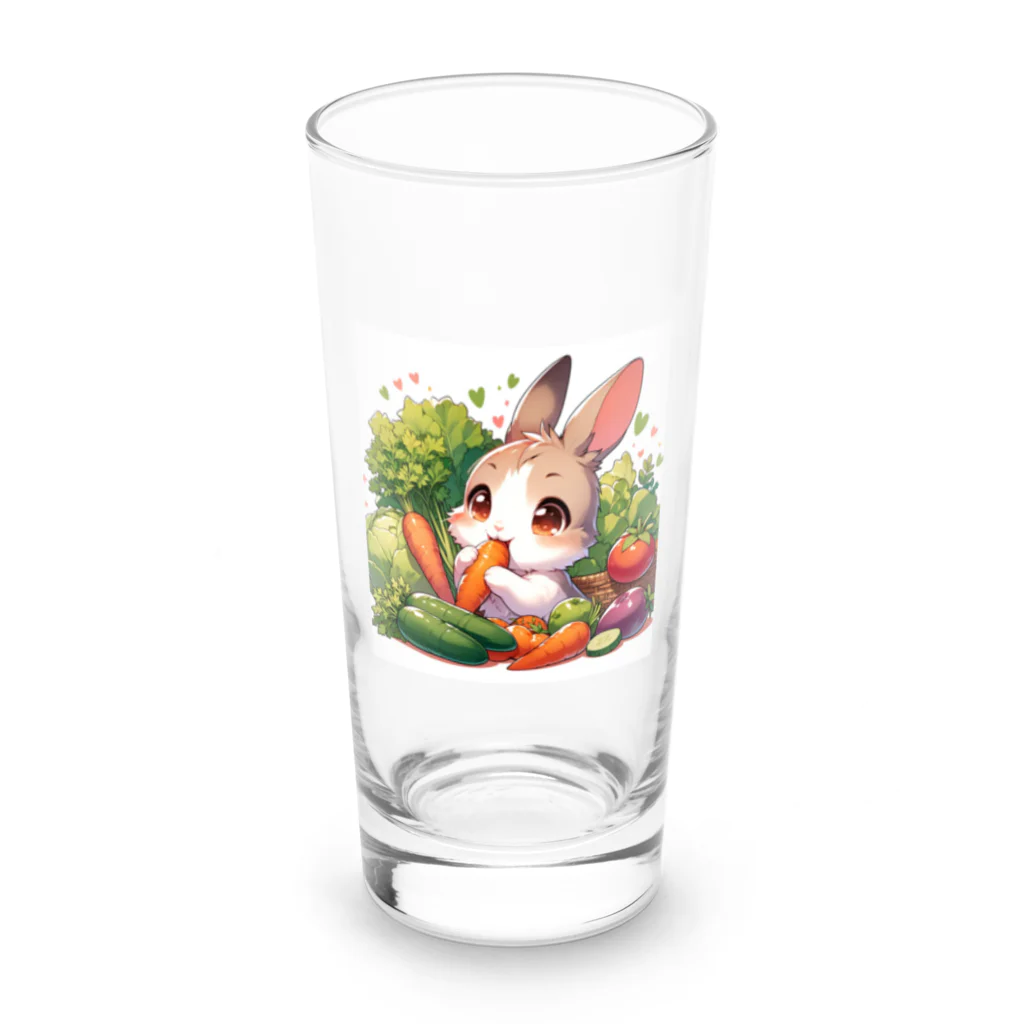 ukyoozakiのにんじんを食べてるウサギ Long Sized Water Glass :front