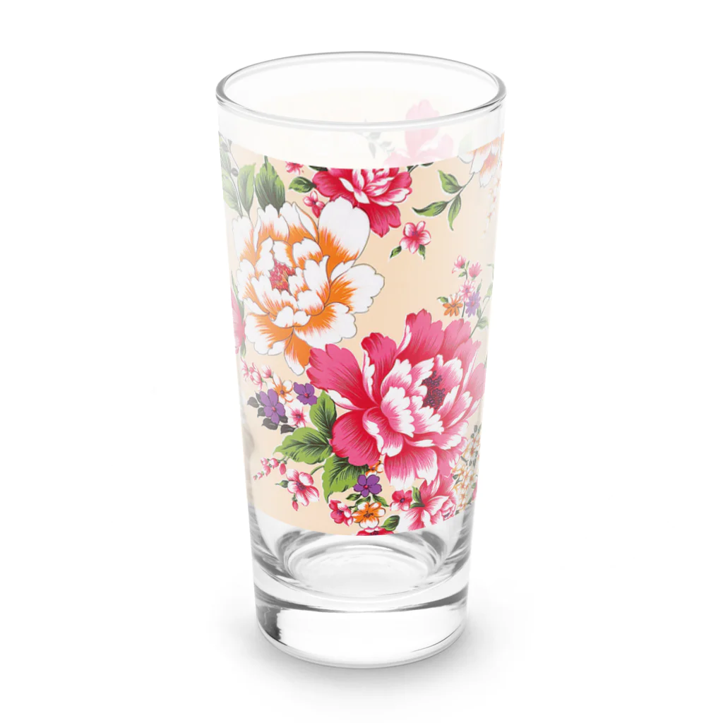 Love taiwanの台湾の伝統的な花柄 (牡丹ピンク) / ロンググラス Long Sized Water Glass :front