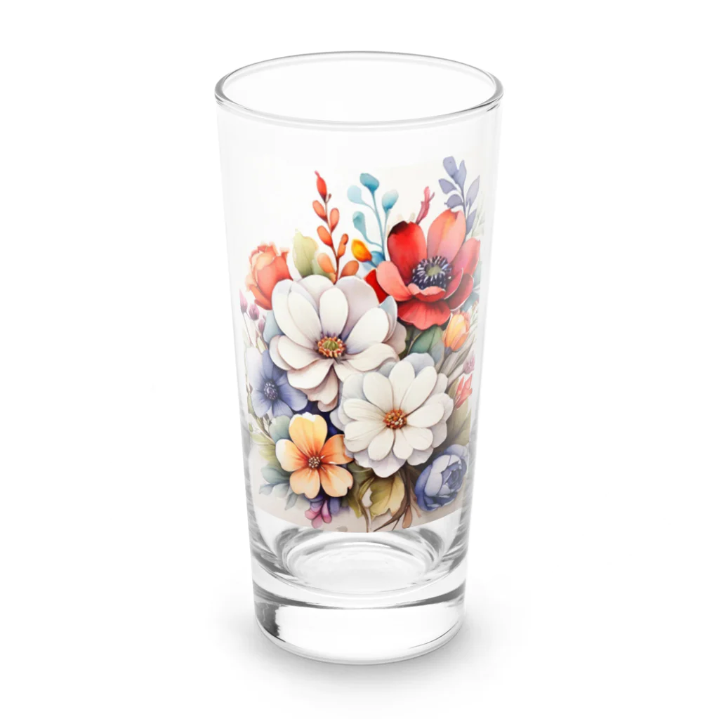 Lemon teaのたくさんの花々を Long Sized Water Glass :front