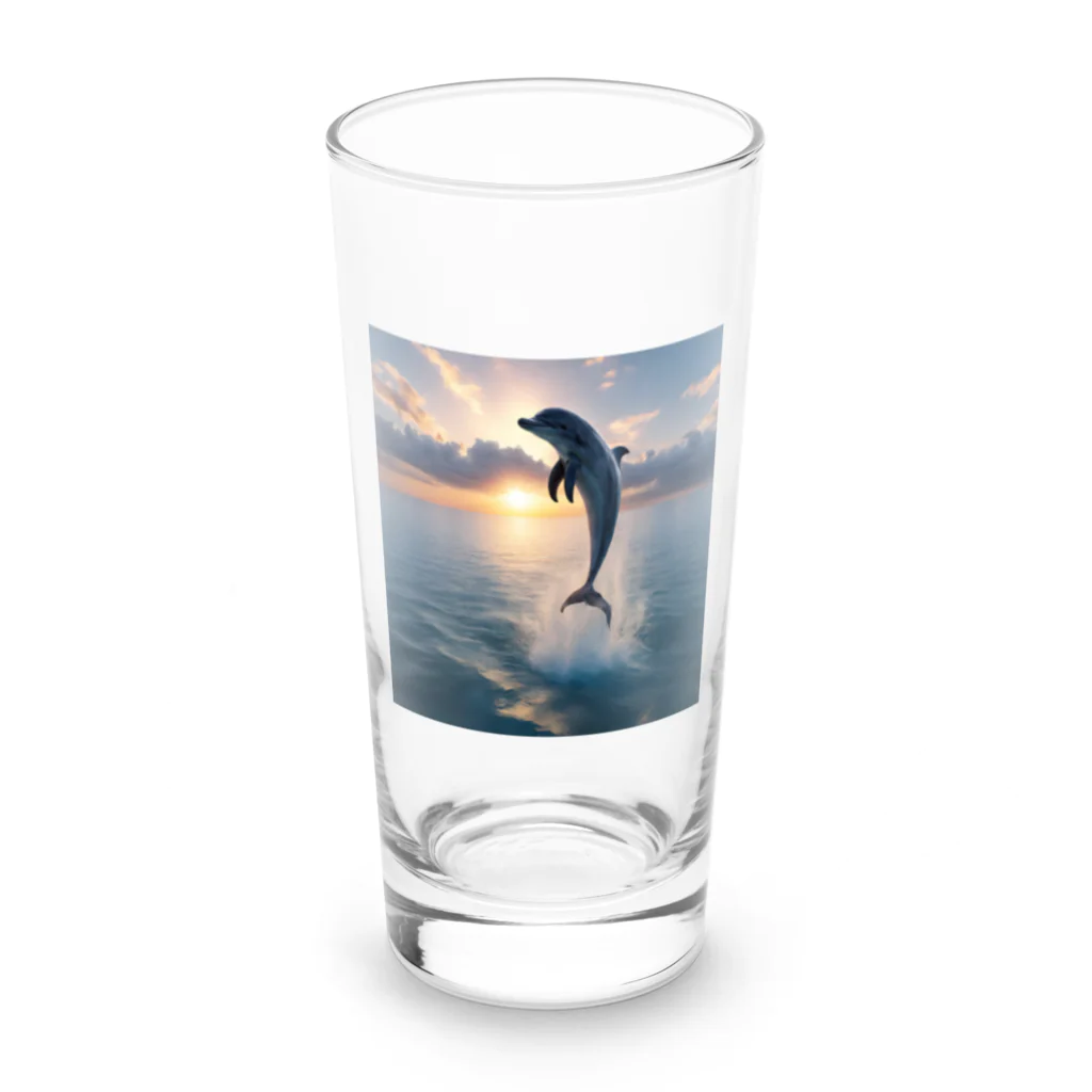 ai美女ショップの夕日とイルカ🐬🌅 Long Sized Water Glass :front