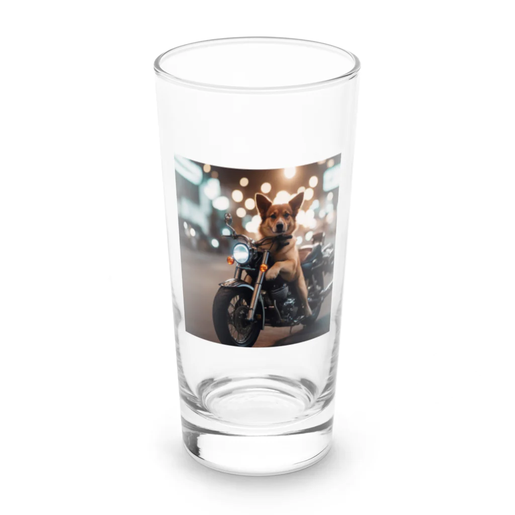 くろねこの雑貨屋のバイクに乗っているワンちゃん Long Sized Water Glass :front