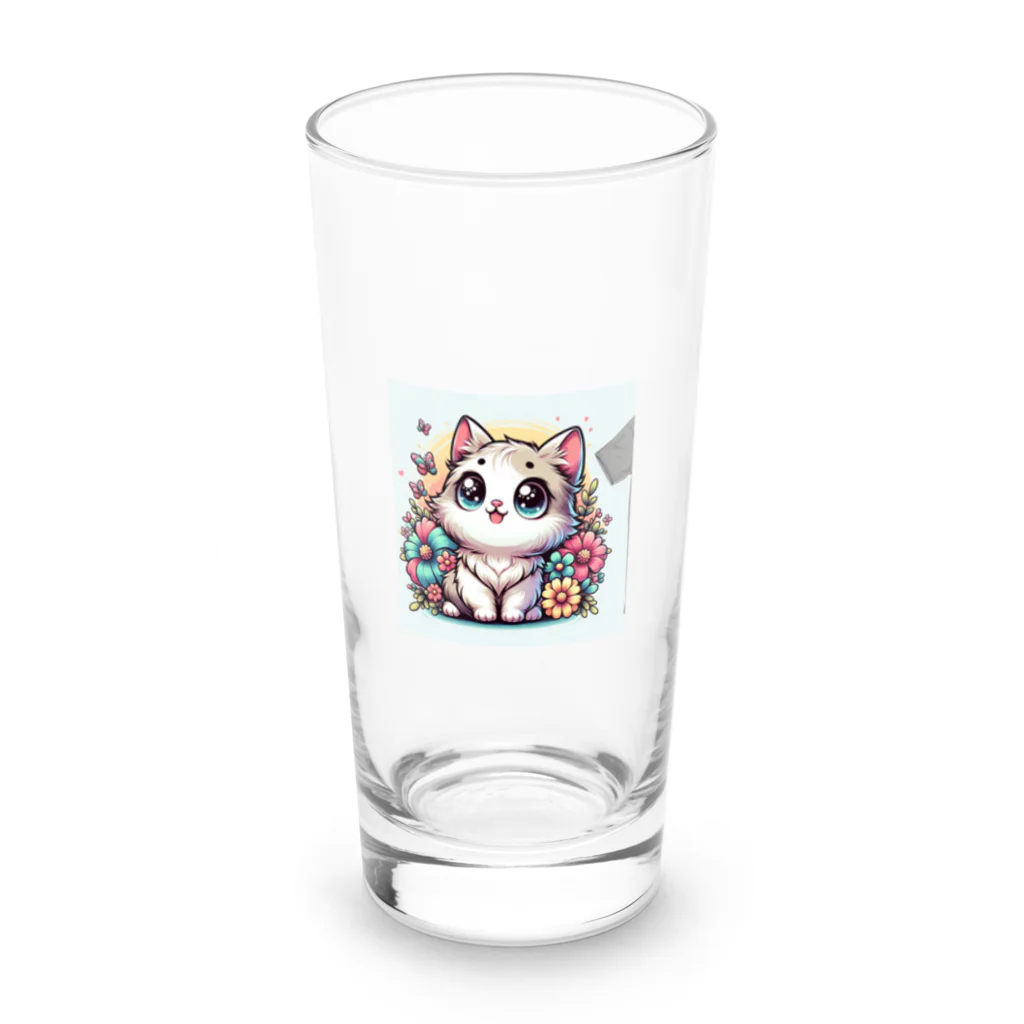 cc-akの可愛いいねこが目を輝かせています！ Long Sized Water Glass :front