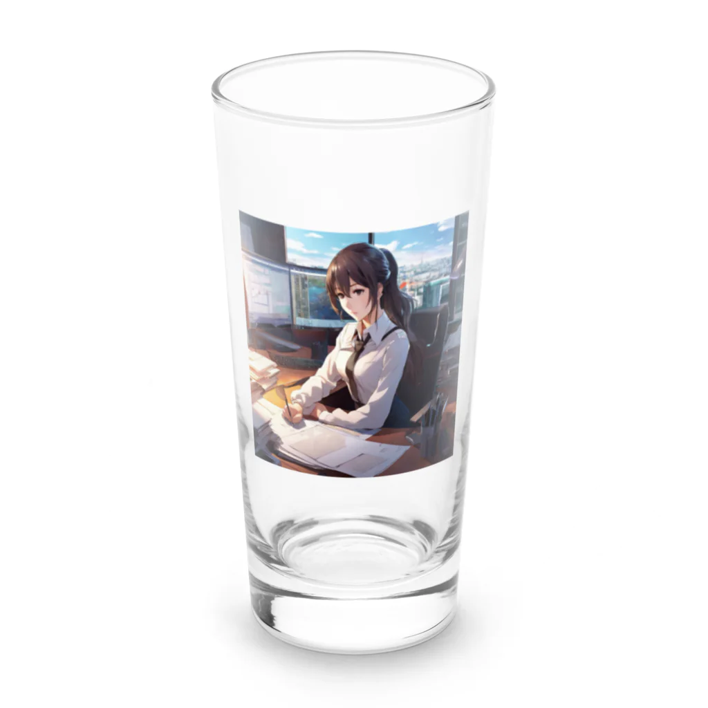 LuLu Shopの可愛らしいポニーテールヘアスタイルで爽やかな笑顔を浮かべています。 Long Sized Water Glass :front