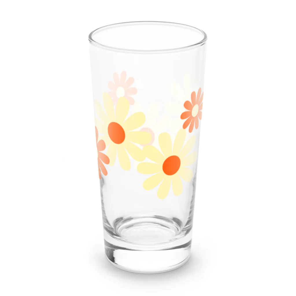 kazeou（風王）のレトロ風花(8枚)黄・オレンジ Long Sized Water Glass :front
