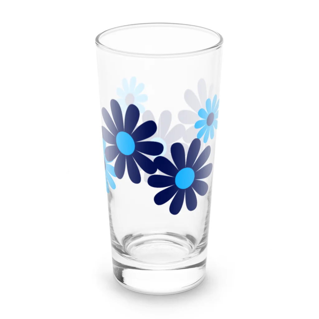 kazeou（風王）のレトロ風花(8枚)青・水色 Long Sized Water Glass :front