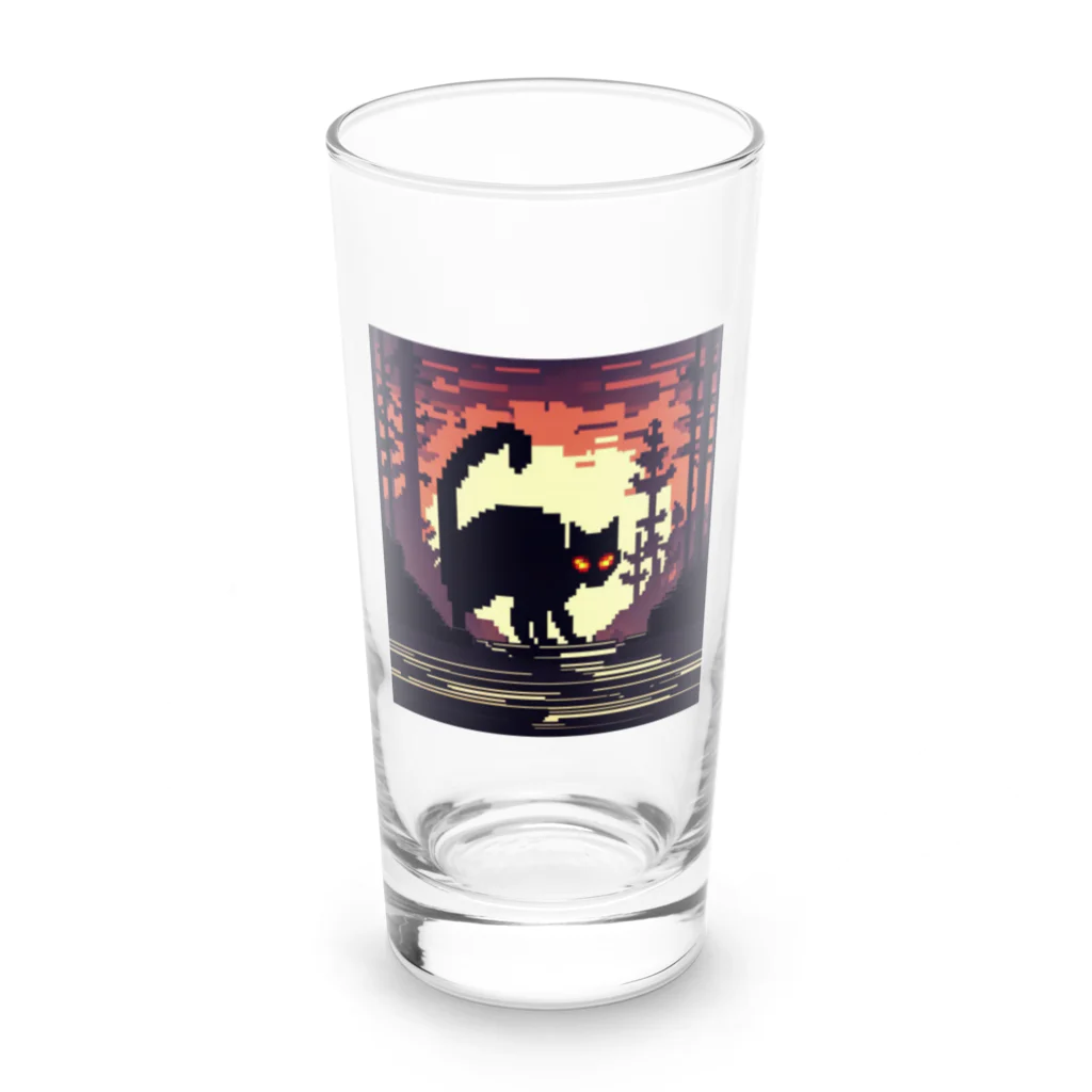 TemTako10のドット絵　ホラーキャット Long Sized Water Glass :front