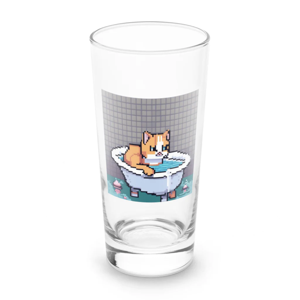 wakuwaku26のお風呂に入るボス猫 Long Sized Water Glass :front