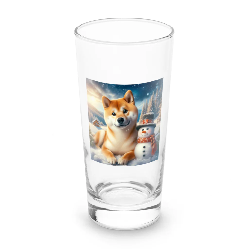 ANTARESの柴犬と雪だるま2 Long Sized Water Glass :front