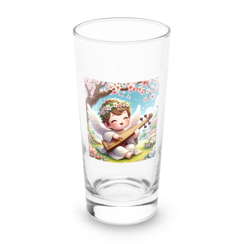 天使の館の琴を奏でる天使 Long Sized Water Glass :front