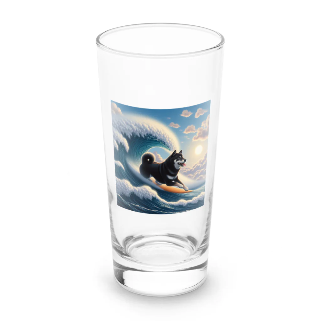 ANTARESの波乗り黒柴2 Long Sized Water Glass :front