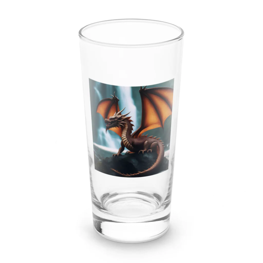 rian14の滝のそばで涼んでいる龍 Long Sized Water Glass :front