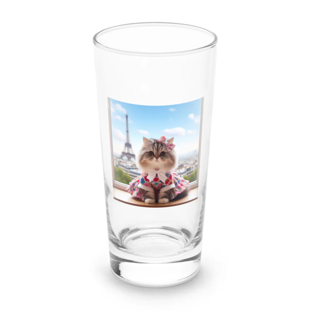 redpanda_pandaのエッフェル塔と猫ちゃん Long Sized Water Glass :front