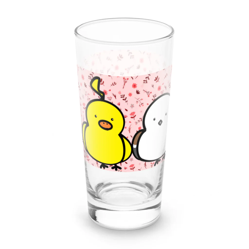 大草原のねこちやんのトリエナガ Long Sized Water Glass :front