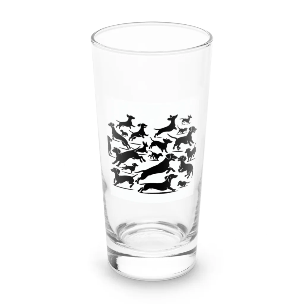 dogfulのミニチュアダックスフンドの運動会 Long Sized Water Glass :front