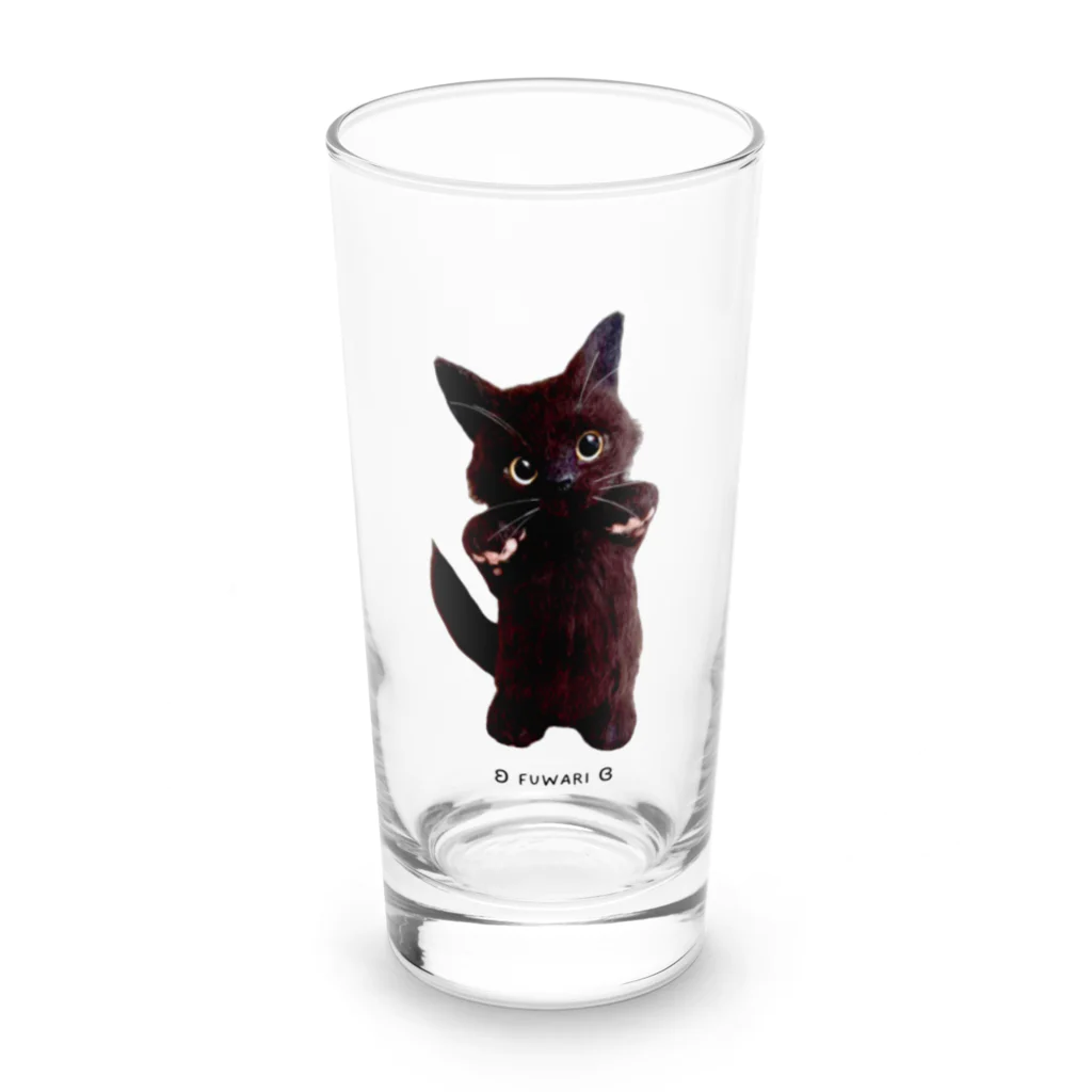 ʚ fuwari ɞのパピ猫立っち/黒猫 Long Sized Water Glass :front