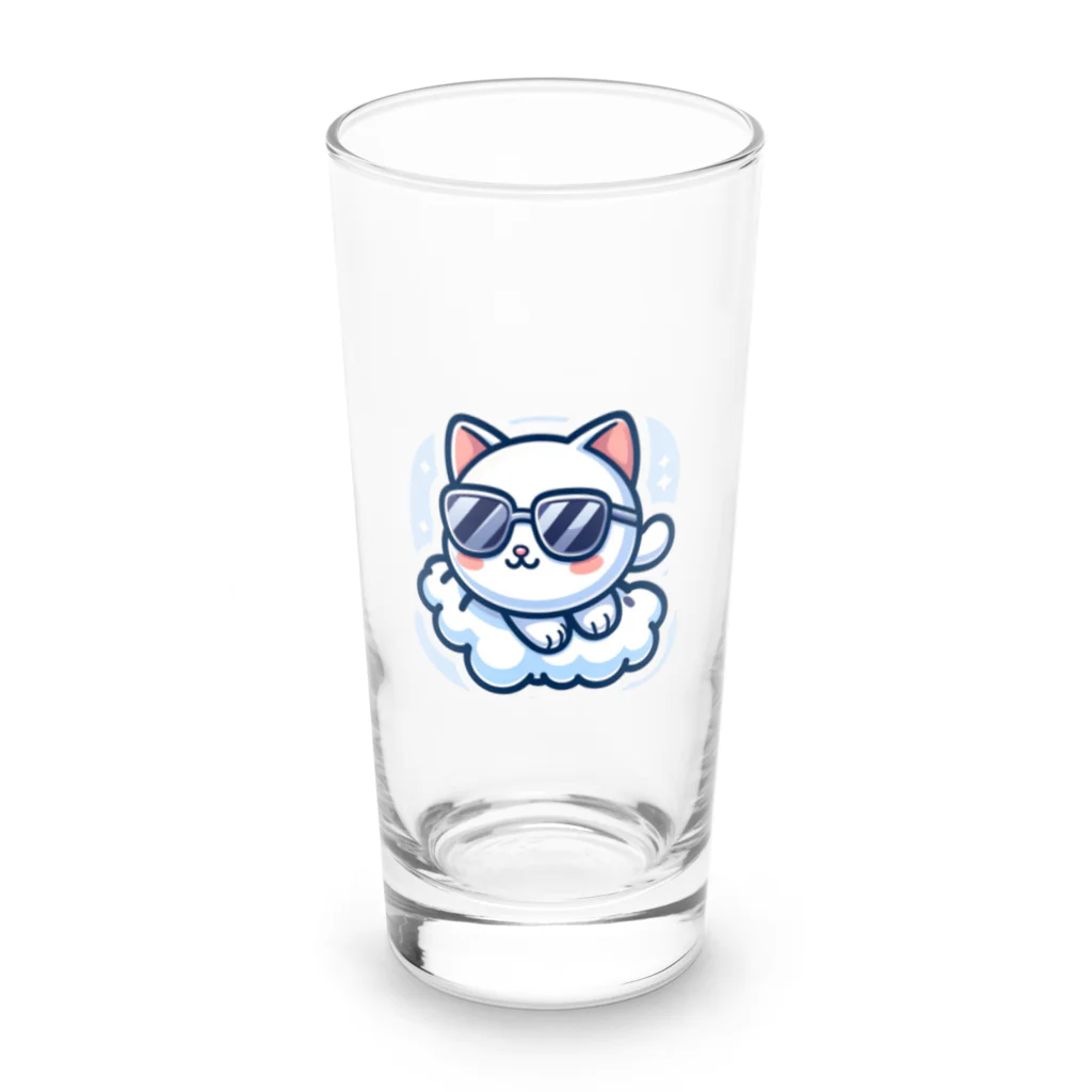 アニマルぐらさん本舗のふわふわの雲の上に座るねこちゃん Long Sized Water Glass :front