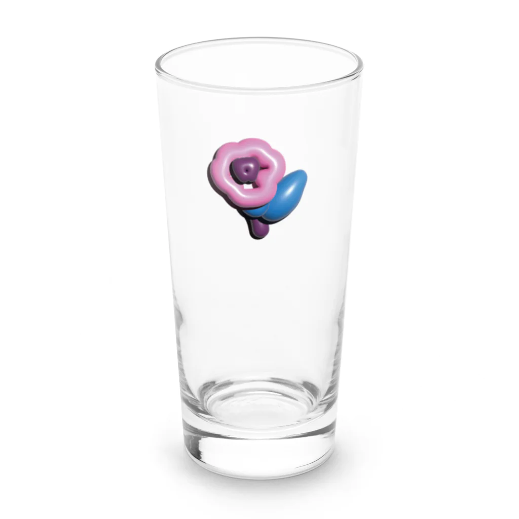 Q_kyuのバルーンフラワー　ピンク Long Sized Water Glass :front