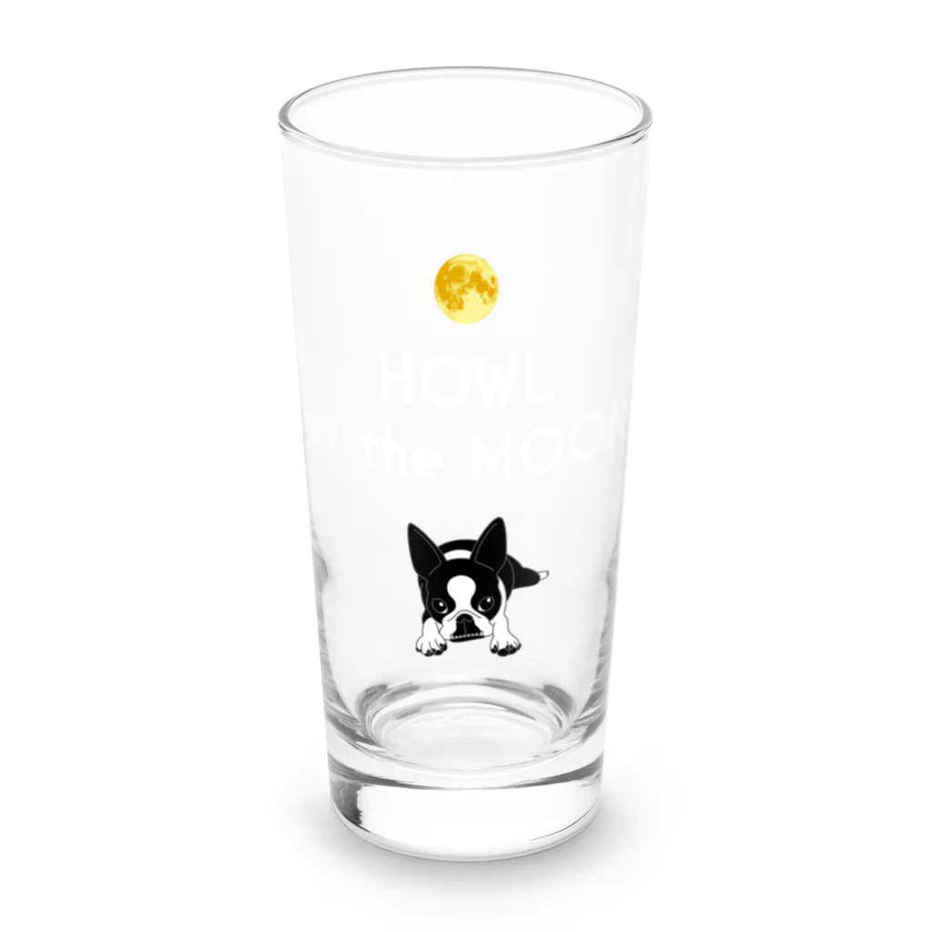 コチ(ボストンテリア)の小物用:ボストンテリア(HOWL at the MOON ロゴ)[v2.8k] Long Sized Water Glass :front