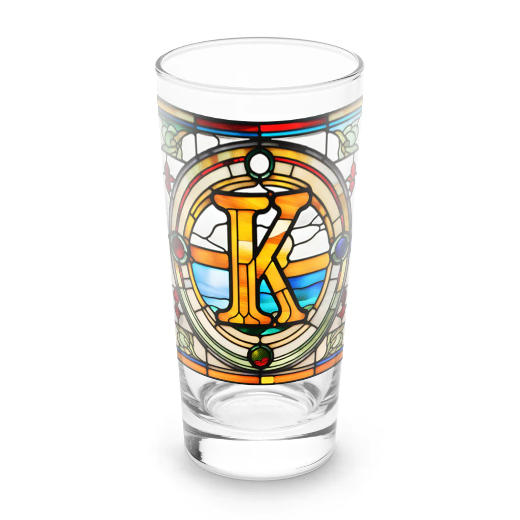 alphabet stained glassのstained glass K Long Sized Water Glass :front