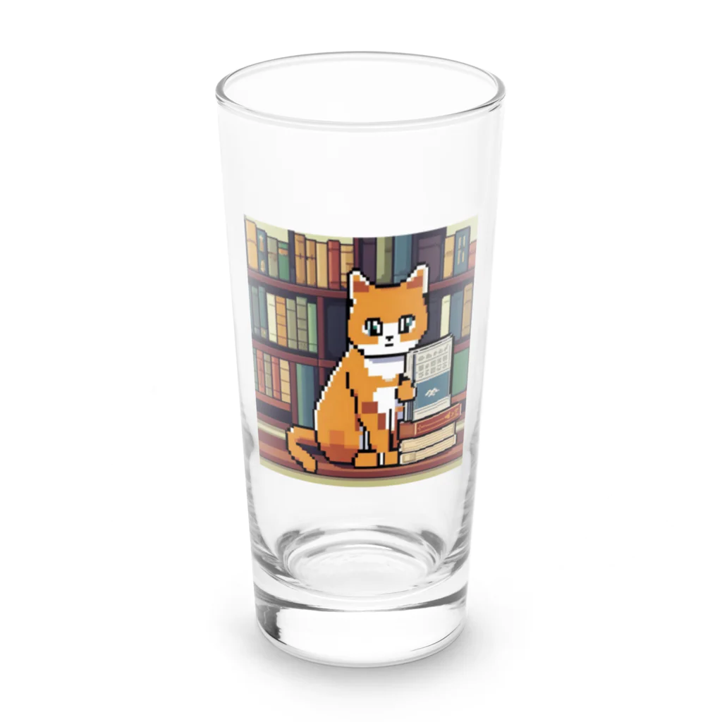 ドット絵ねこさんの読書猫さん Long Sized Water Glass :front