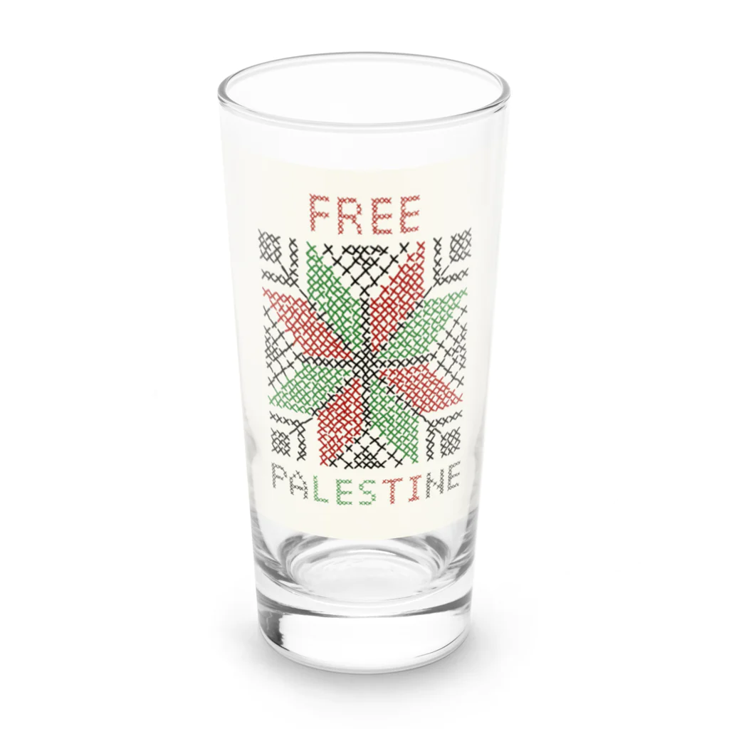 ❤kabotya❤のFREE Palestine 正方形 Long Sized Water Glass :front