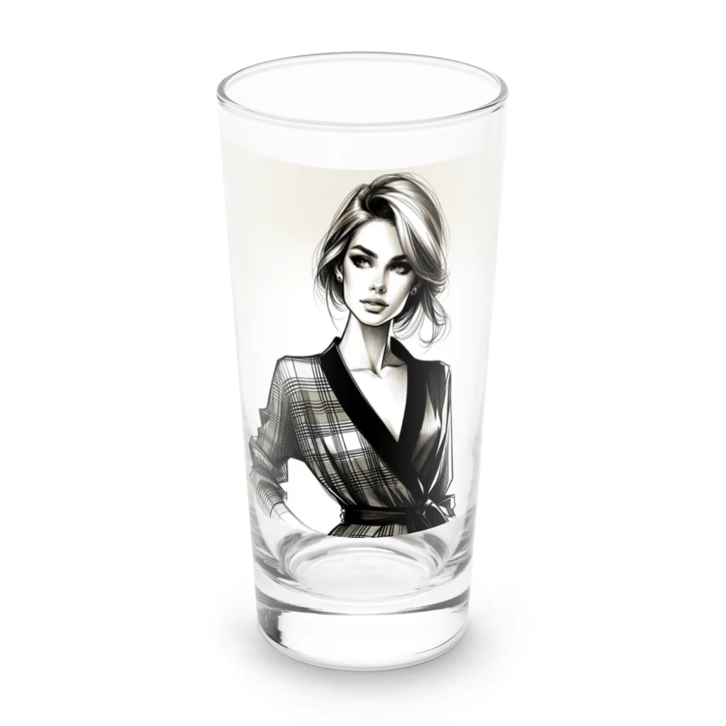 rick-の白黒モデル（女性） Long Sized Water Glass :front