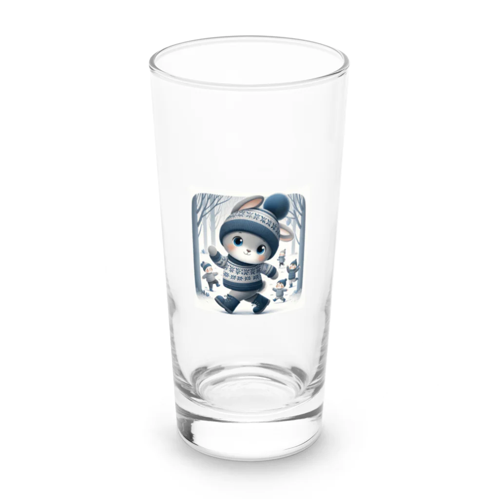 ナノ・ファンタジアの冬のうさぎくん Long Sized Water Glass :front