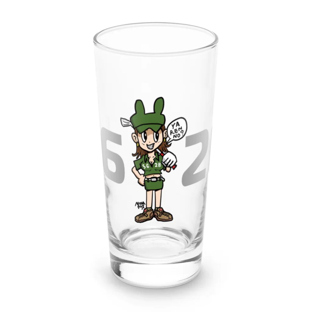 ゴルフバカイラストレーター野村タケオのNOM SHOPの3鉄女子＋562Bロゴ Long Sized Water Glass :front