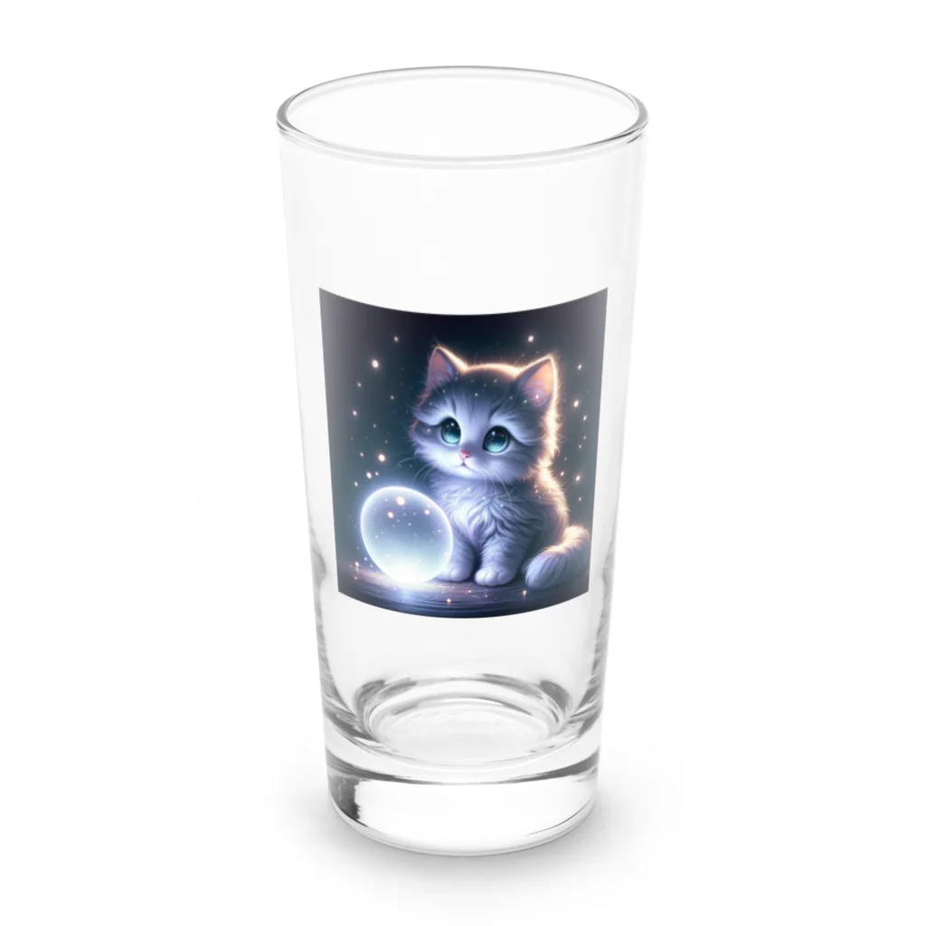 katohkouchiの夜の探検家、光と遊ぶ猫 Long Sized Water Glass :front