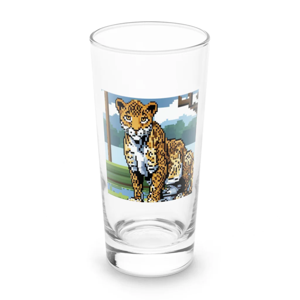 Shougun1のドット絵のヒョウ Long Sized Water Glass :front