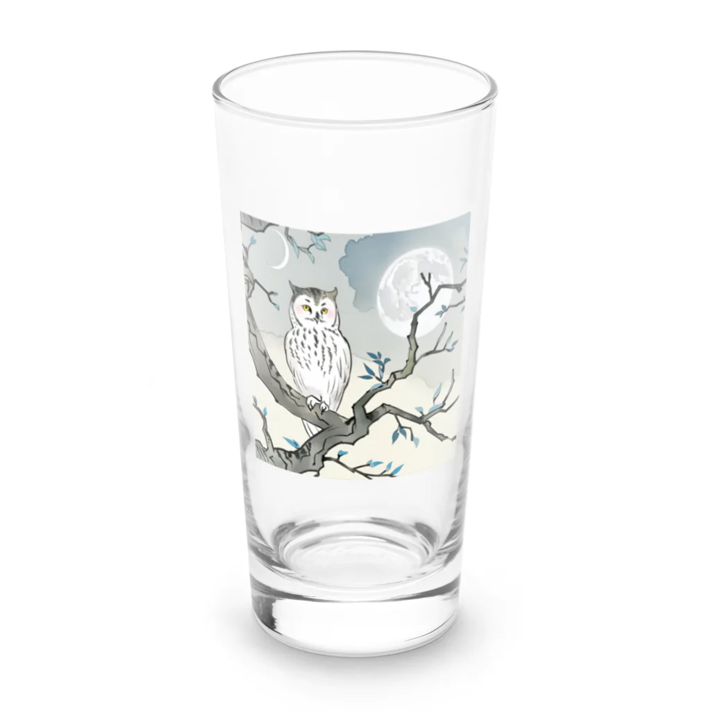 bigbamboofamilyの月明かりと梟 Long Sized Water Glass :front