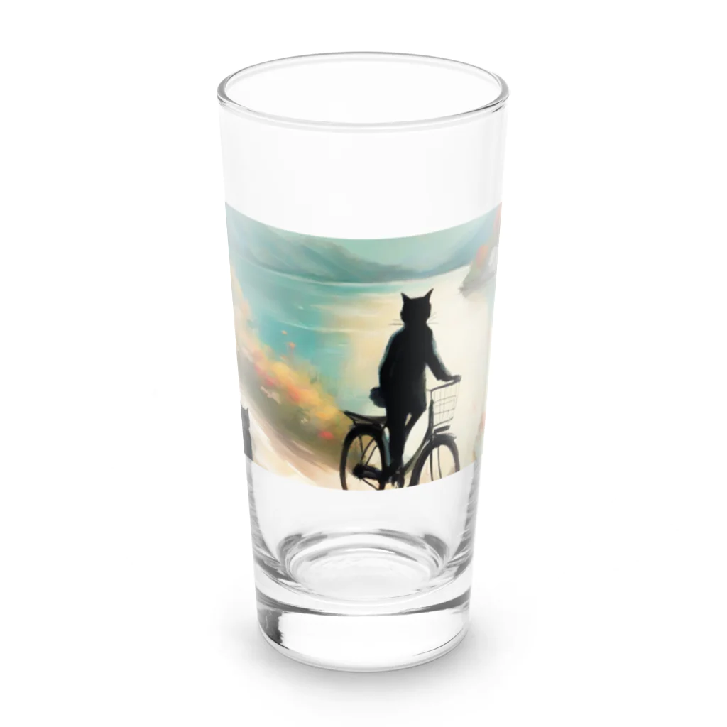 THE NOBLE LIGHTの見なれぬ黒猫おじさん Long Sized Water Glass :front