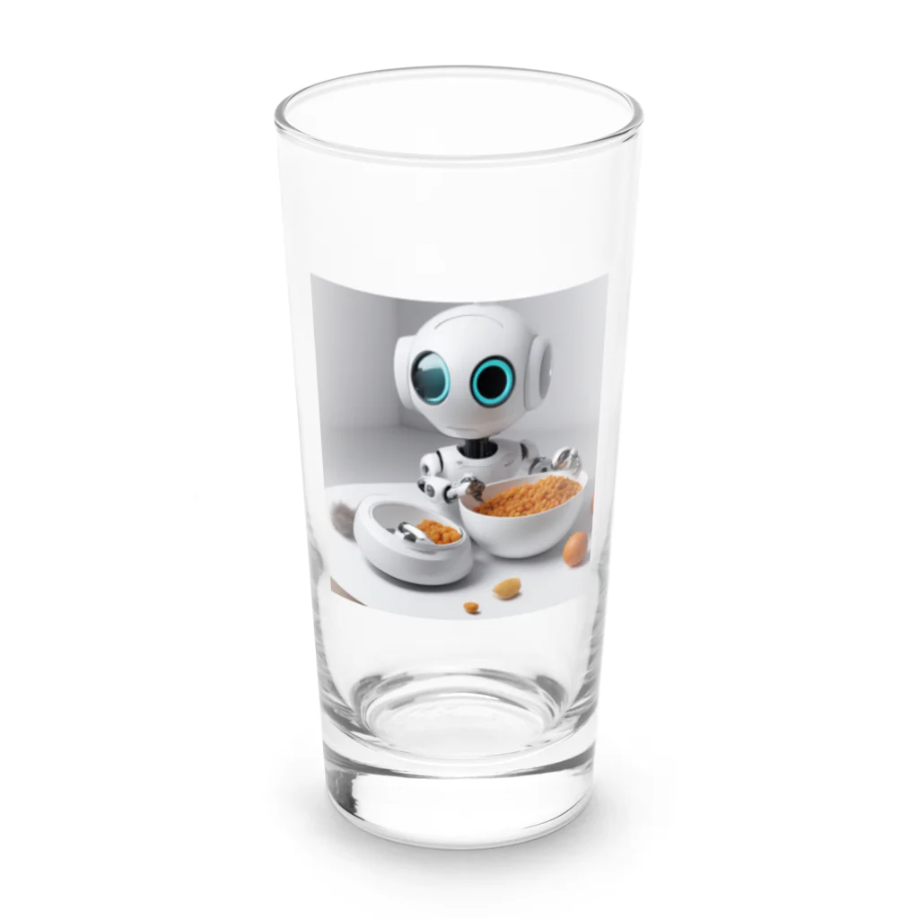 d-design-labのごはん食べてるロボ Long Sized Water Glass :front