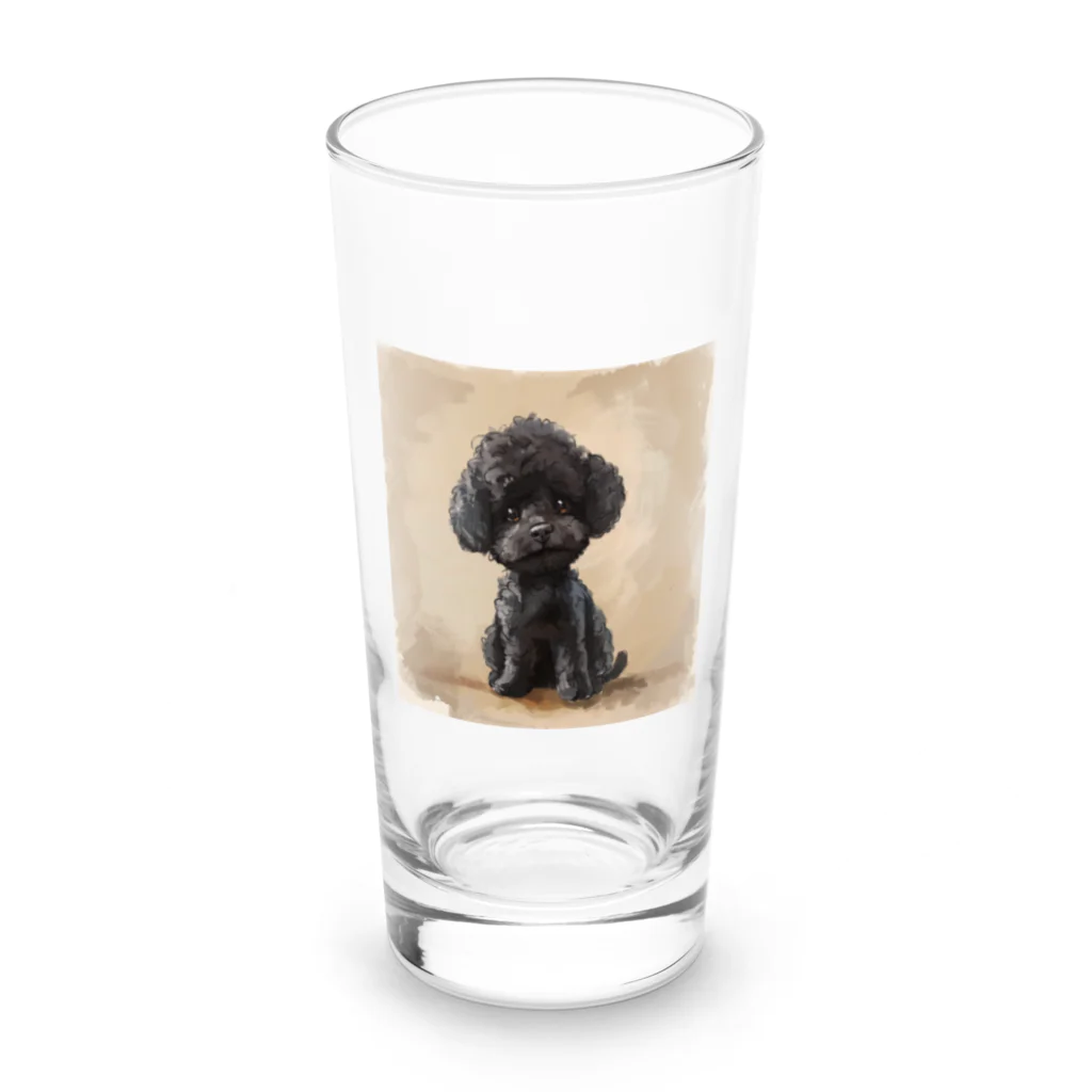 Dan-2024の可愛い黒のトイプードル Long Sized Water Glass :front