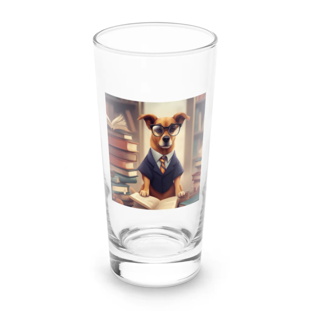 me-tooの知識欲旺盛なわんちゃん Long Sized Water Glass :front