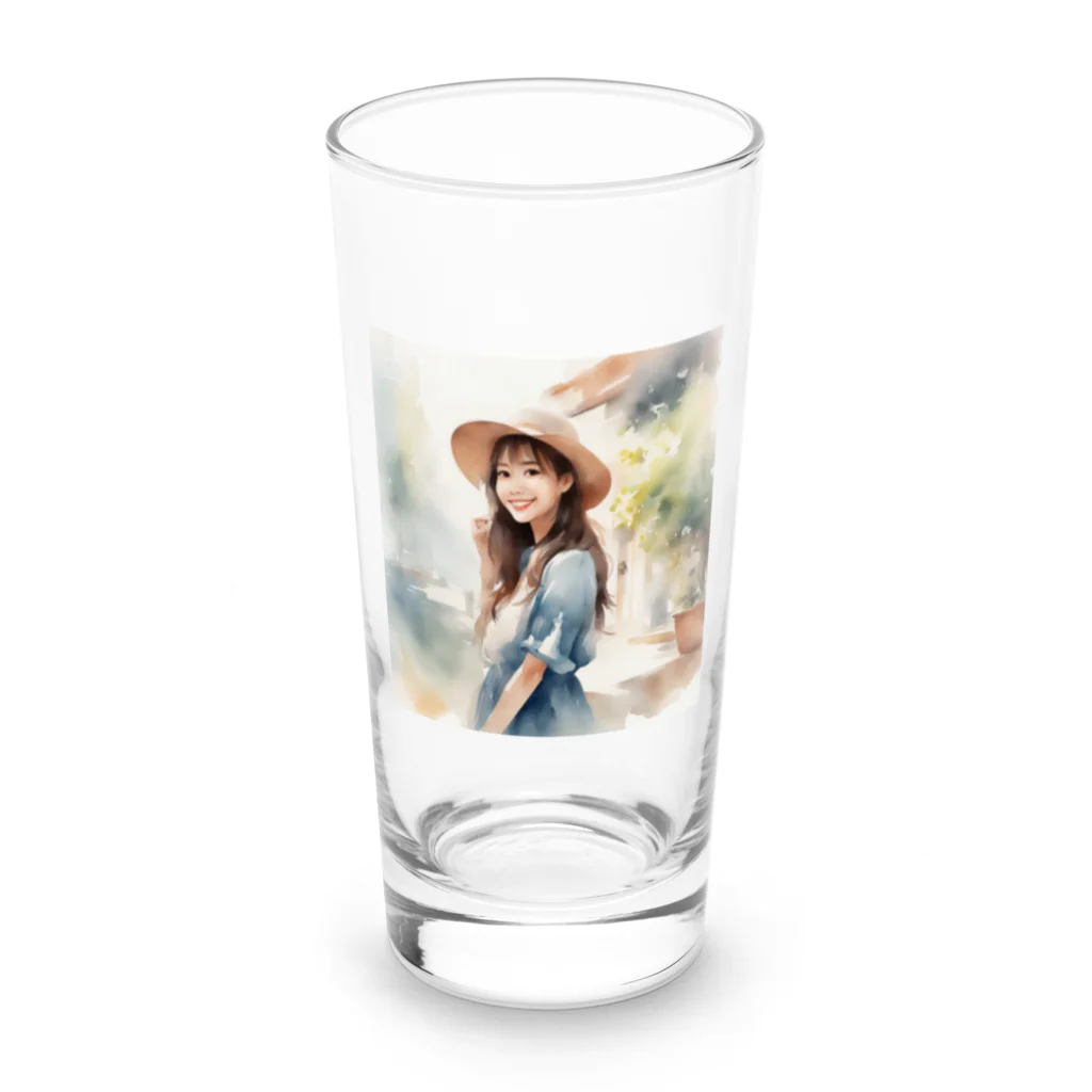 ura3_の麦わら帽子の女の子 Long Sized Water Glass :front