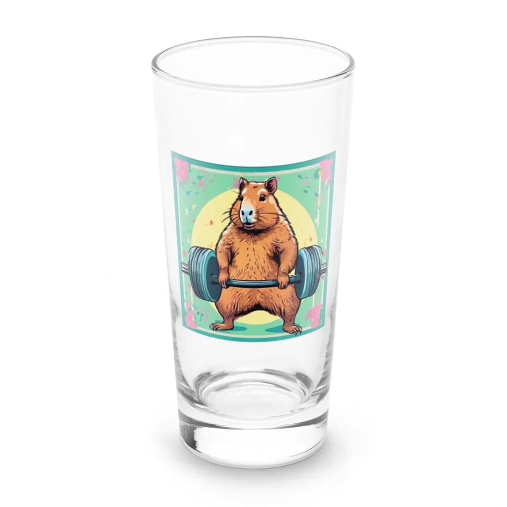 カピパーラ🐻のバーベルをしてるカピバラ♪ Long Sized Water Glass :front