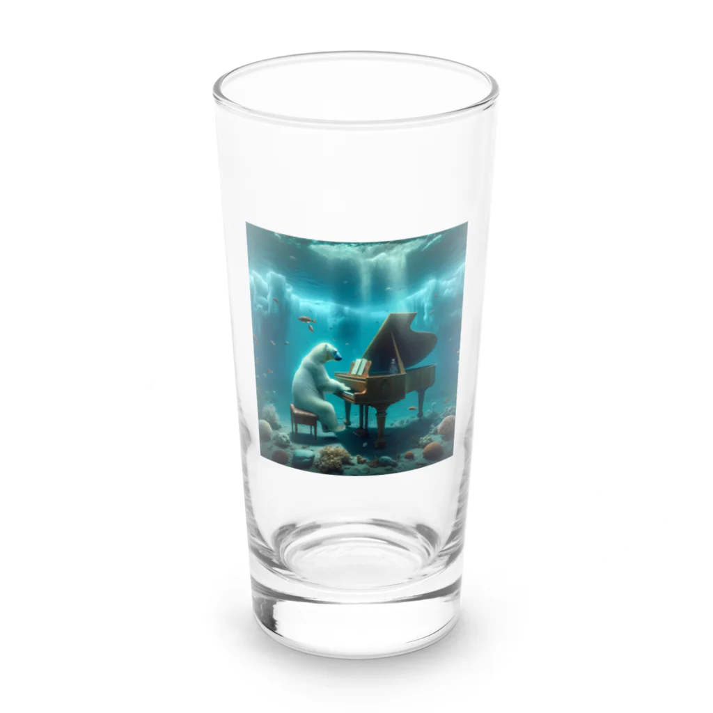 MYoshiの海中でピアノを弾く白熊 Long Sized Water Glass :front